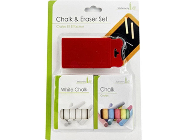CHALK &amp; ERASER SET WHITE &amp; COLOUR
