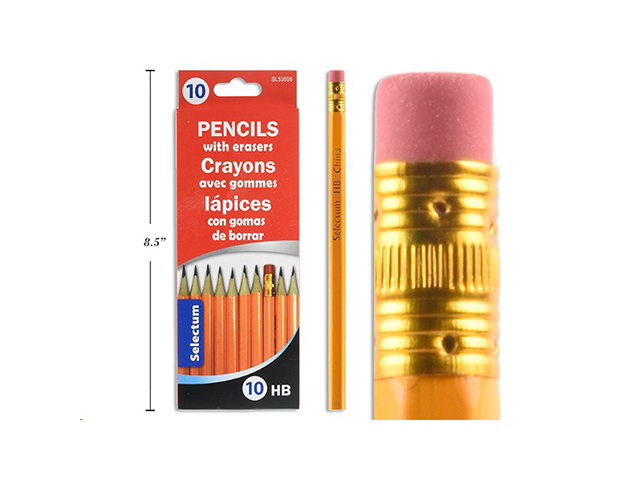 PENCILS W/ERASER TOP 12PK