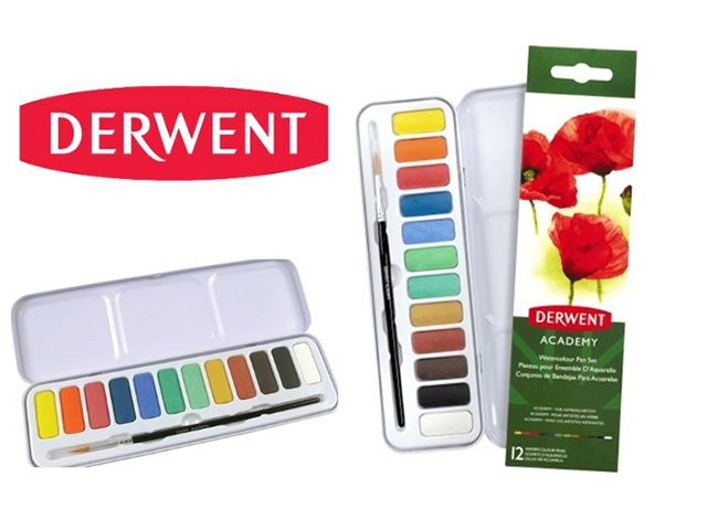 DERWENT ACADEMY WATERCOLOUR PACK 12 SOLD QTY6