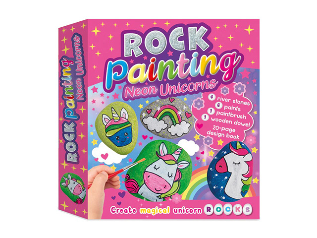 ROCK PAINTING NEON UNICORNS