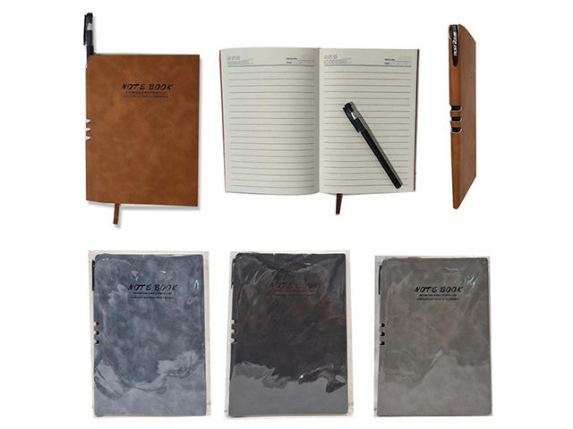 NOTEBOOK W/PEN A5 200P 3ASST SOLD QTY6