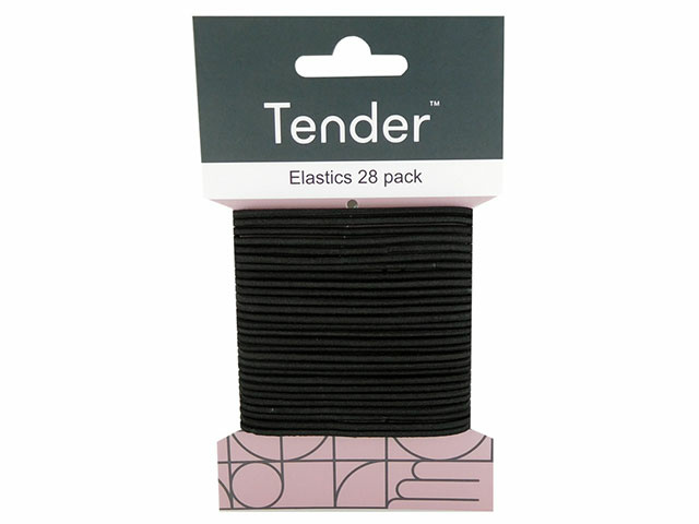 TENDER HAIR ELASTIC BLK CARD 28 SOLD QTY6