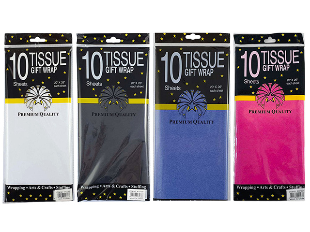 10PC TISSUE PAPER 66X50CM 4ASST SOLD QTY 12