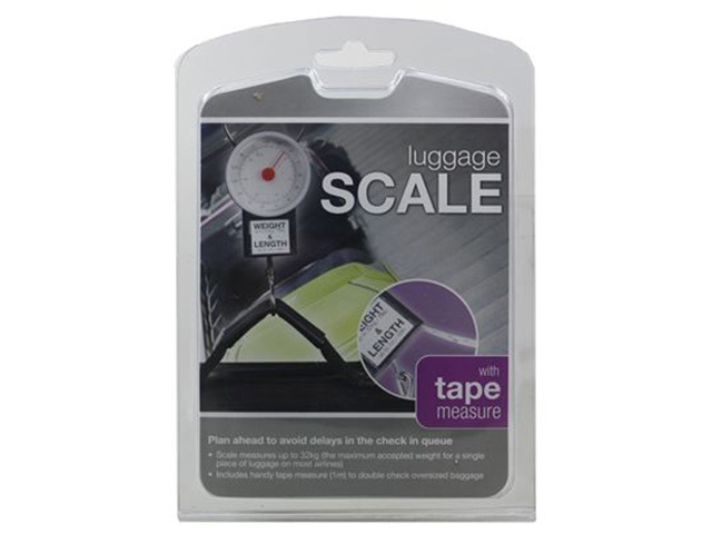 LUGGABLE SCALE W/TAPE MESAURE 32KG