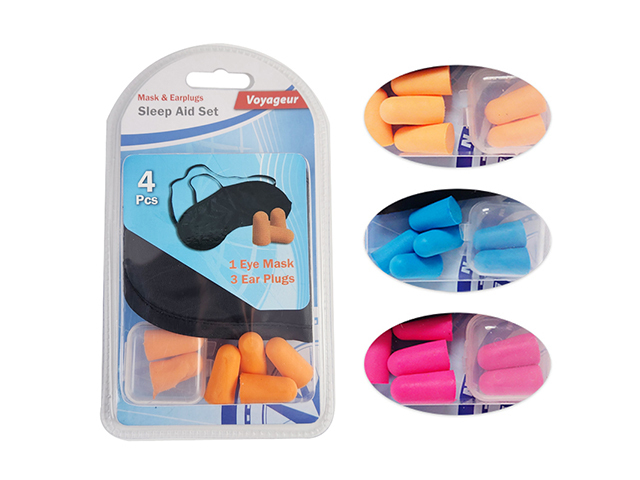 TRAVEL - EYE MASK + 3SETS EAR PLUGS SLEEP AID SET 4 COLS
