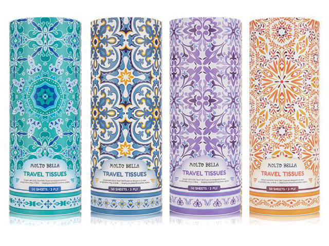 MOLTO BELLA TRAVEL TISSUES 50PC 4ASST