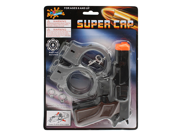 CAP PISTOL 8 SHOT W/HAND CUFFS