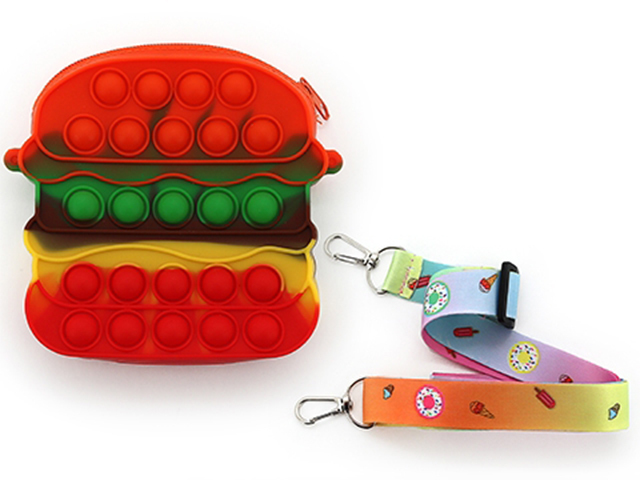 PUSH POP BURGER BAG W/STRAP 14X13CM SOLD QTY6
