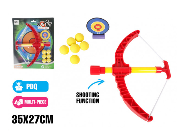 CROSS BOW BULLET GUN WITH 6 SOFT BALLS 35X27CM