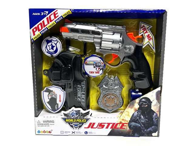 POLICE PISTOL WITH BADGE AND ACCESSORIES