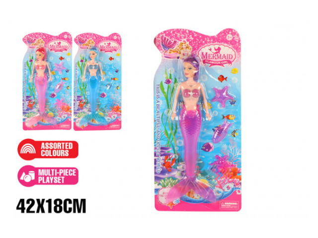 MERMAID LIGHT UP DOLL W/ACCESS 4PC 42X18CM 3ASST