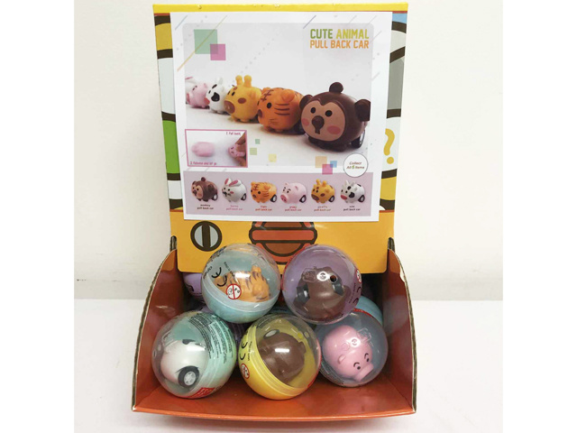 CUTE ANIMAL PULL BACK CAR 50MM CAPSULE UN40