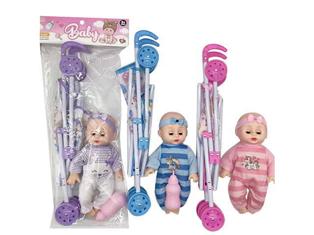 TOY - BABY STROLLER W/BABY 55CM