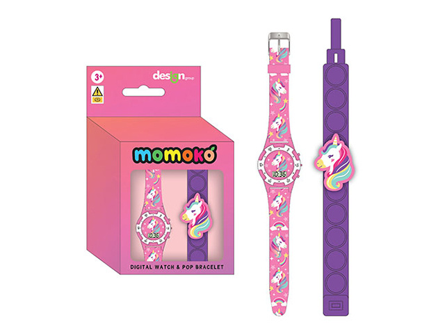 DIGITAL WATCH AND POP BRACELET SET UNICORN