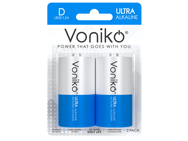 VONIKO ALKALINE BATTERIES D 2pcs