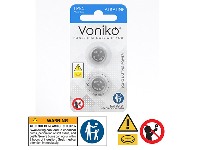VONIKO ALKALINE BUTTON BATTERY AG10 2pcs