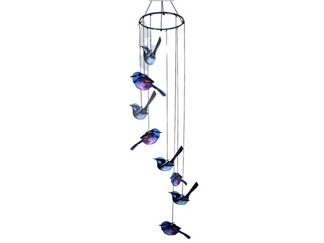 8PC MTL BLUE WREN CHIME SOLD QTY2