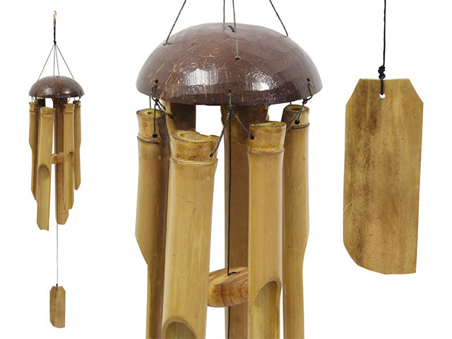 BAMBOO 6 TUBE COCONUT TOP CHIME QTY 2