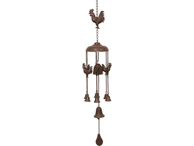 83CM CAST IRON ROOSTER BELL W/C SOLD QTY2