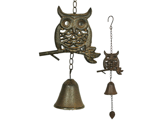 56CM CAST IRON OWL BELL QTY 2