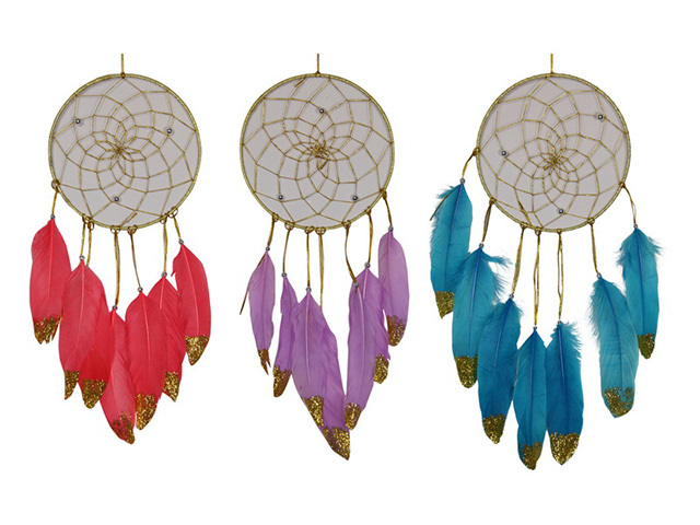 16CM DREAMCATCHER WITH GOLD ACCENT 3ASST