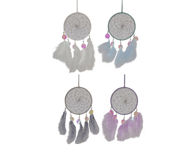 16CM SILVER BEADED DREAMCATCHER 4ASST
