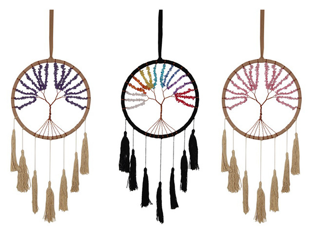 22CM TREE OF LIFE GEMSTONE SUNCATCHER 3ASST