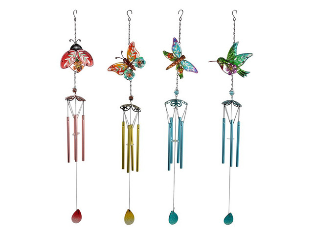 83CM GLS/MTL BFLY/HBIRD/DFLY CHIME 4ASST