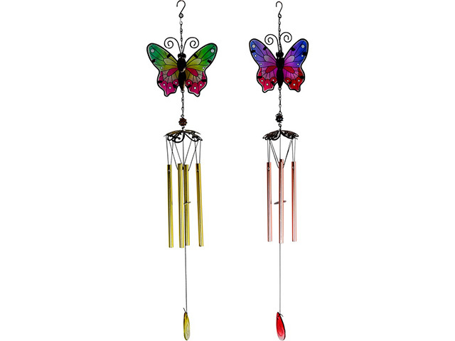 75CM MOSAIC GLASS/METAL BFLY W/C 2ASST
