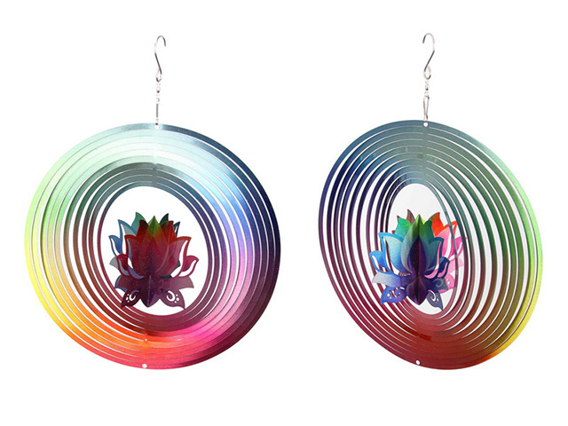 25CM 3D RAINBOW CHAKRA LOTUS SPINNER QTY 3