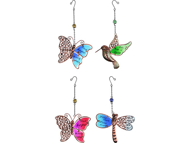 10CM INSPIRATIONAL MTL/GLS HANGER 4ASST
