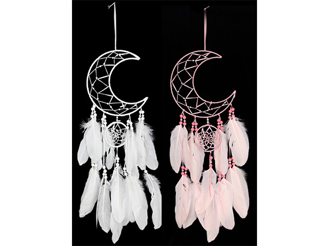 20CM PINK/WHITE MOON DREAMCATCHER 2ASST
