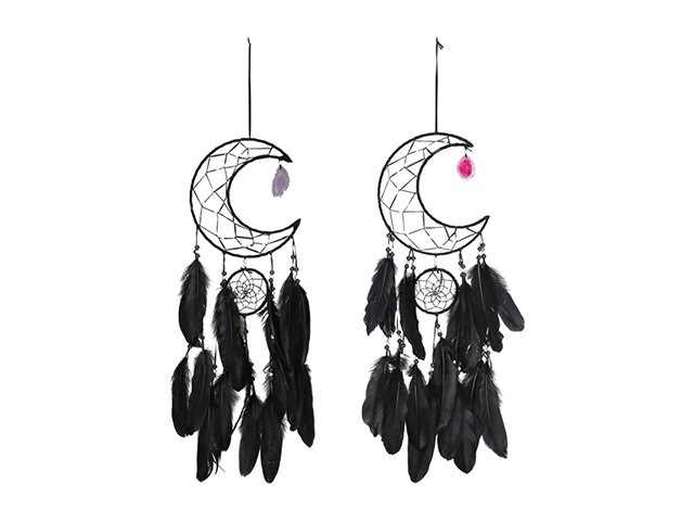 20CM BLACK MOON DREAMCATCHER W/AGATE QTY 2