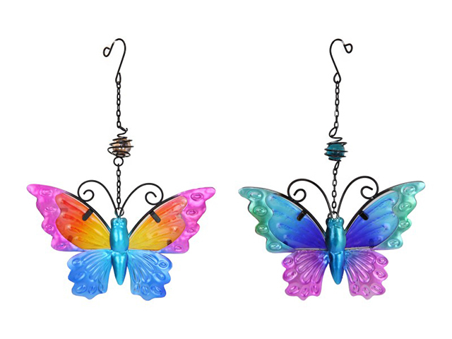 10CM MTL BFLY COLOURFUL HNGR 2ASST SOLD QTY6