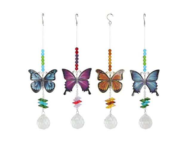 25CM METAL GEMSTONE B/FLY SUNCATCHER QTY 12