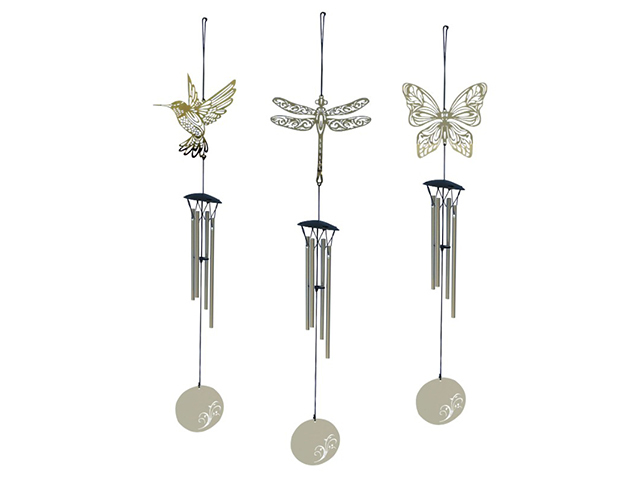 SILVER HBIRD BFLY DFLY CHIME 3ASST QTY 6