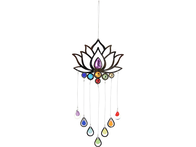 52CM LOTUS SUNCATCHER HANGING BEADS QTY 4