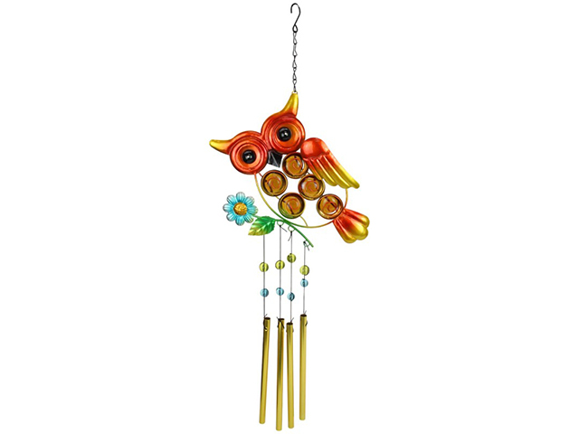 METAL OWL WITH BALL WINDCHIME QTY 2