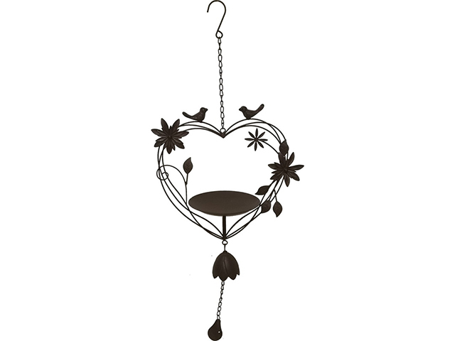 82X35CM HEART BIRD BATH CAST IRON CHIME