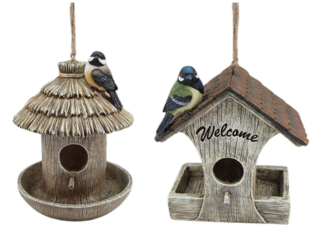 HANGING RESIN BIRD FEEDER 2ASST 16.5X10X19CM