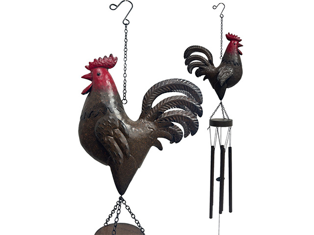 102CM METAL ROOSTER RUSTIC WINDCHIME QTY 2