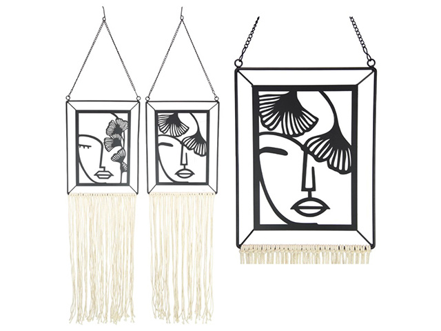 100CM LADY FACE ON MACRAME HANGER 2ASST