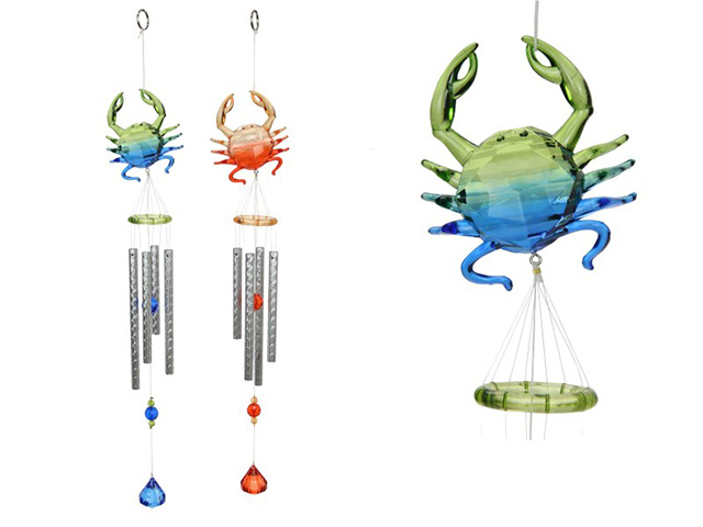 46CM ACRYLIC LARGE CRAB WINDCHIME 2ASST