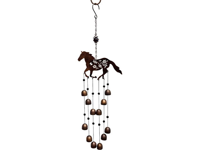 65CM HORSE W/BELL WINDCHIME RUSTIC QTY 2