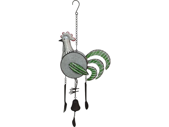 72CM RUSTIC ROOSTER METAL WIND CHIME 2ASST