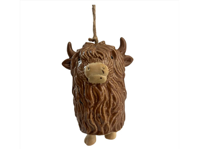 CERAMIC HIGHLAND COW WINDCHIME 9.1X7X11.1CM QTY 6