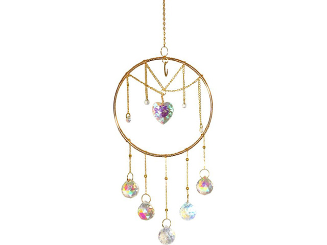 43CM ROUND HEART SUNCATCHER WITH CRYSTAL