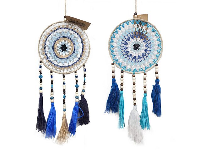 DREAM CATCHER BLUE EYE TASSEL 15X65CM 3ASST
