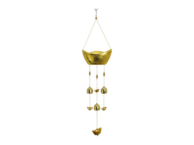 65CM GOLD MONEY FORTUNE BELL WINDCHIME QTY 2