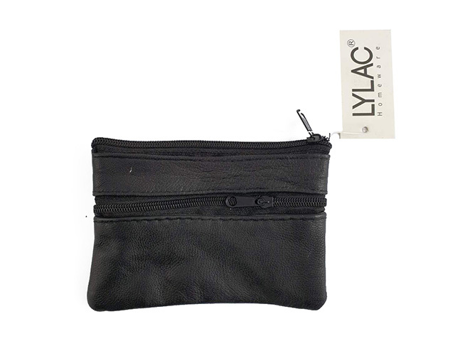 COIN PURSE BLACK LEATHER